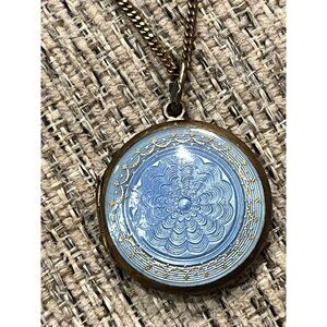 ﻿Exquisite Very Rare Antique Light Blue Enamel with Gold Inlay sterling silver